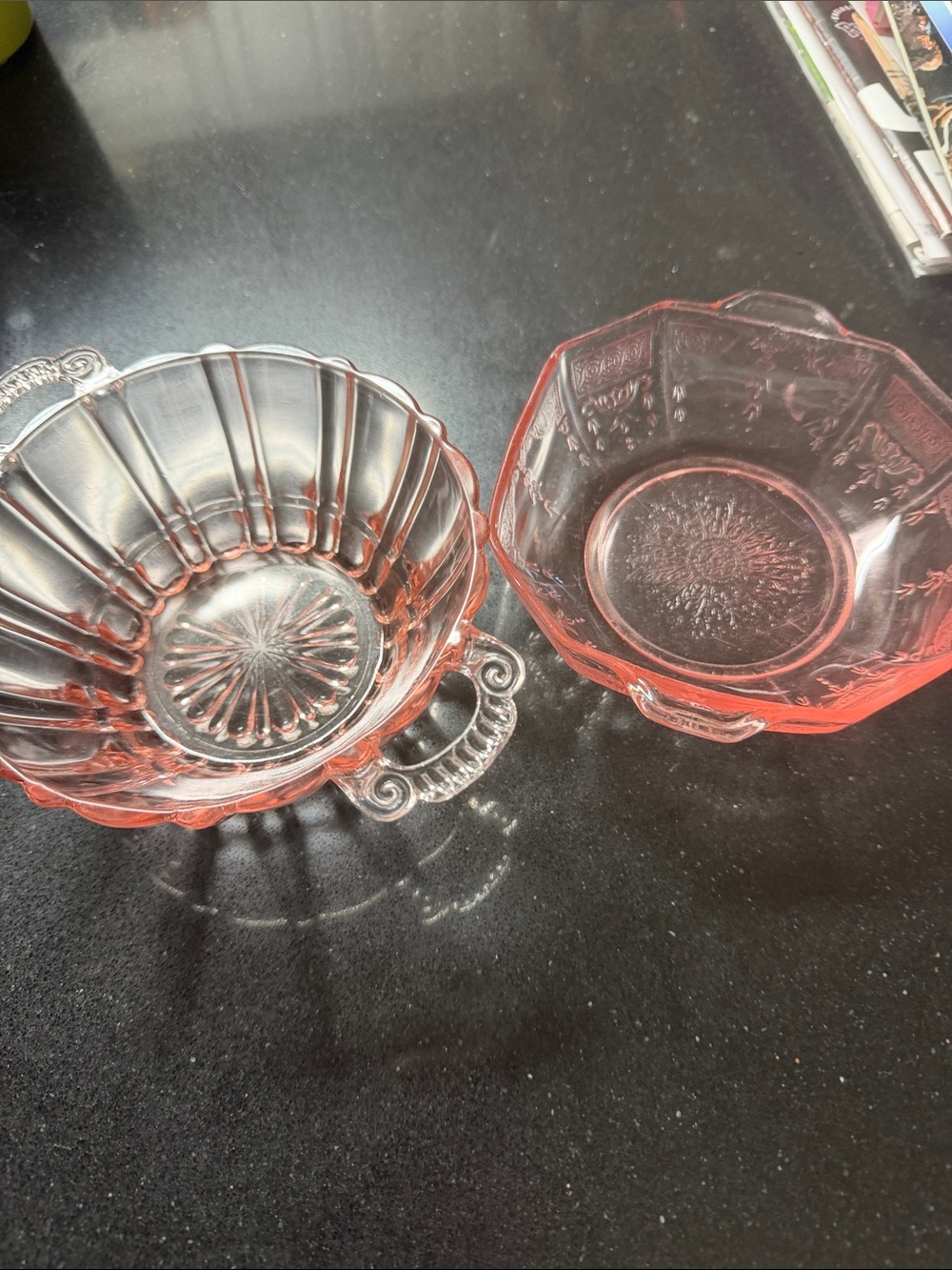Pink Depression Glass Serving Bowls - Set of 2